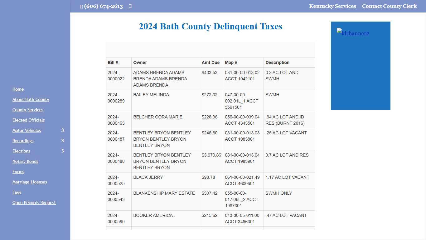 Home Taxes | Bath County Clerk