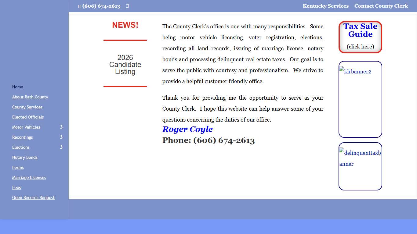 Bath County Clerk | Bath County KY Clerk Information Website